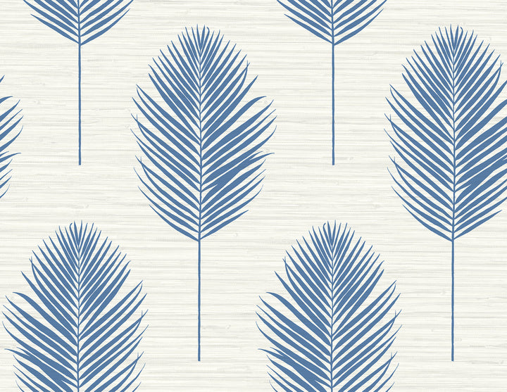 Bali Blue Fern Wallpaper by A-Street Prints Inlay Covers about 60.8 square feet 27-in by 27-ft long roll Unpasted 20.9 - Fabric Carolina -