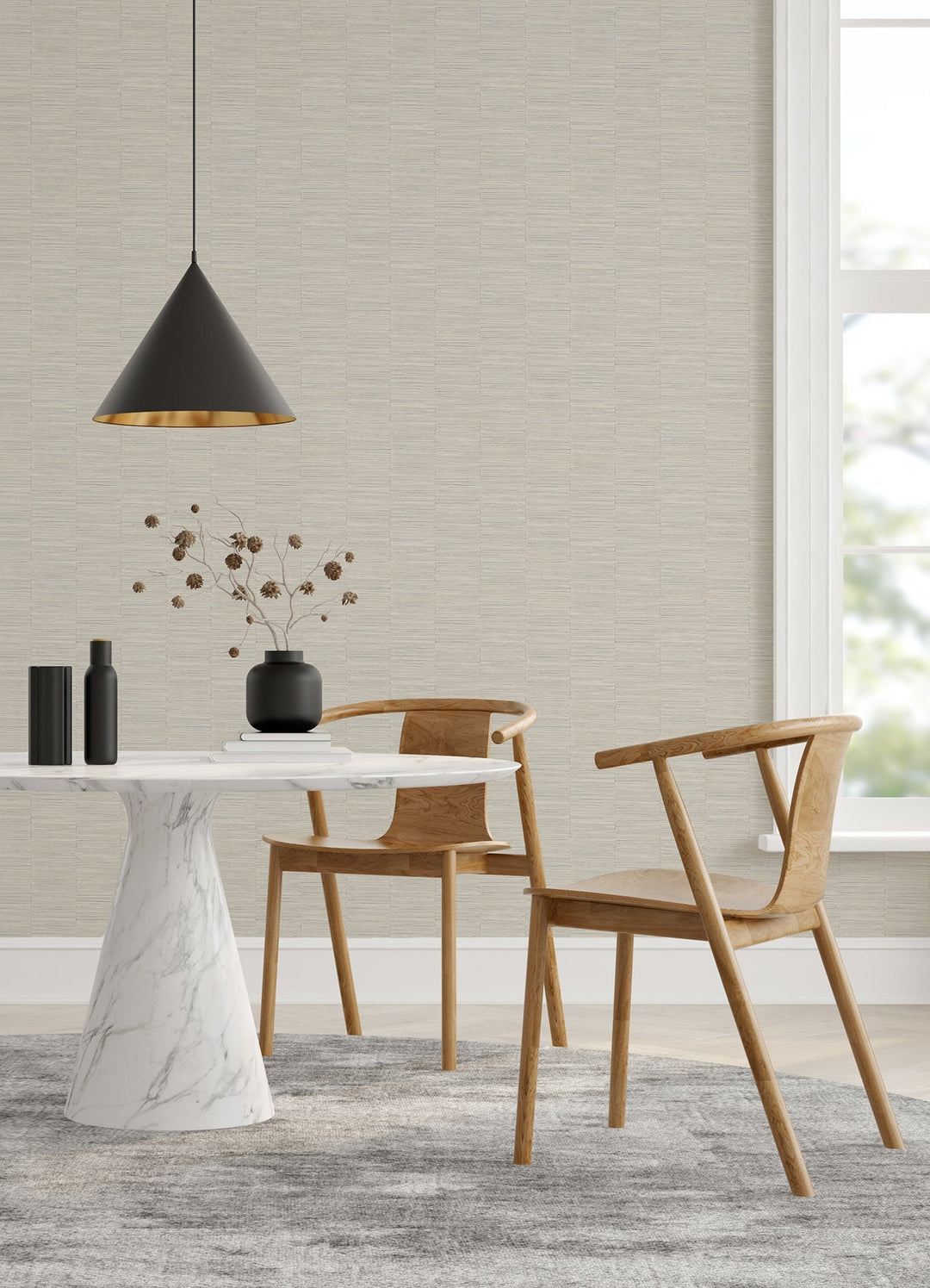 Jenga Light Grey Striped Column Wallpaper by A-Street Prints Designer