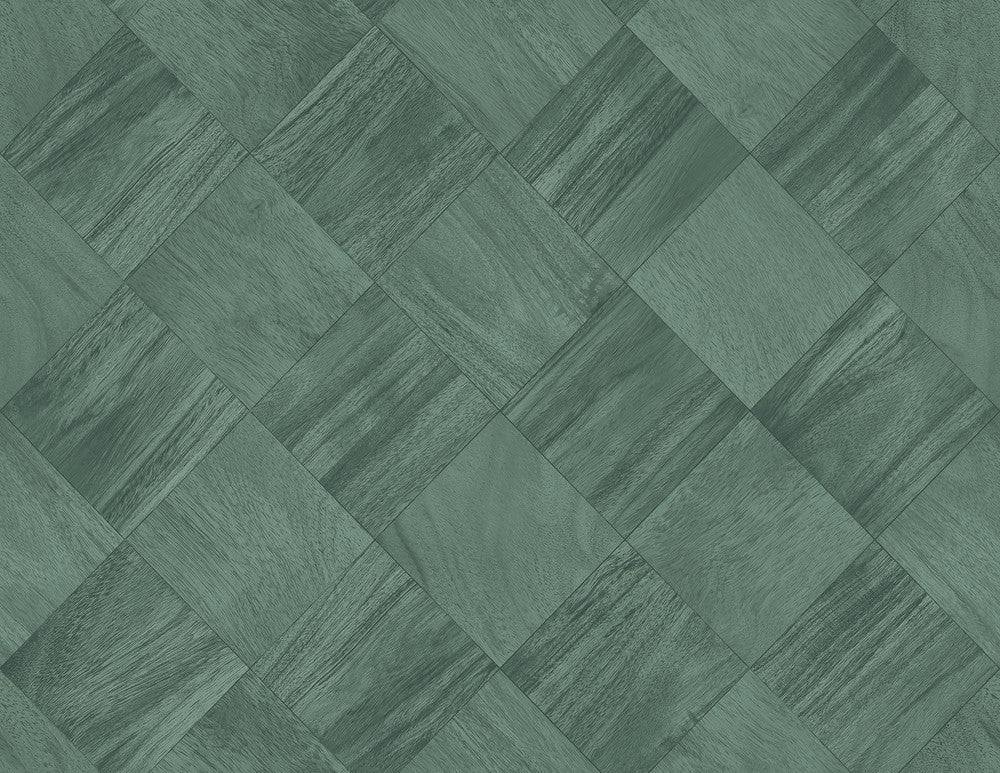 Thriller Green Wood Tile Wallpaper by A-Street Prints Inlay Covers about 60.8 square feet 27-in by 27-ft long roll Unpasted 20.9 - Fabric Carolina -