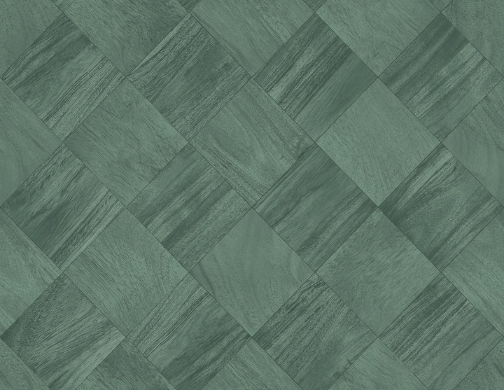Thriller Green Wood Tile Wallpaper by A-Street Prints Inlay Covers about 60.8 square feet 27-in by 27-ft long roll Unpasted 20.9 - Fabric Carolina -