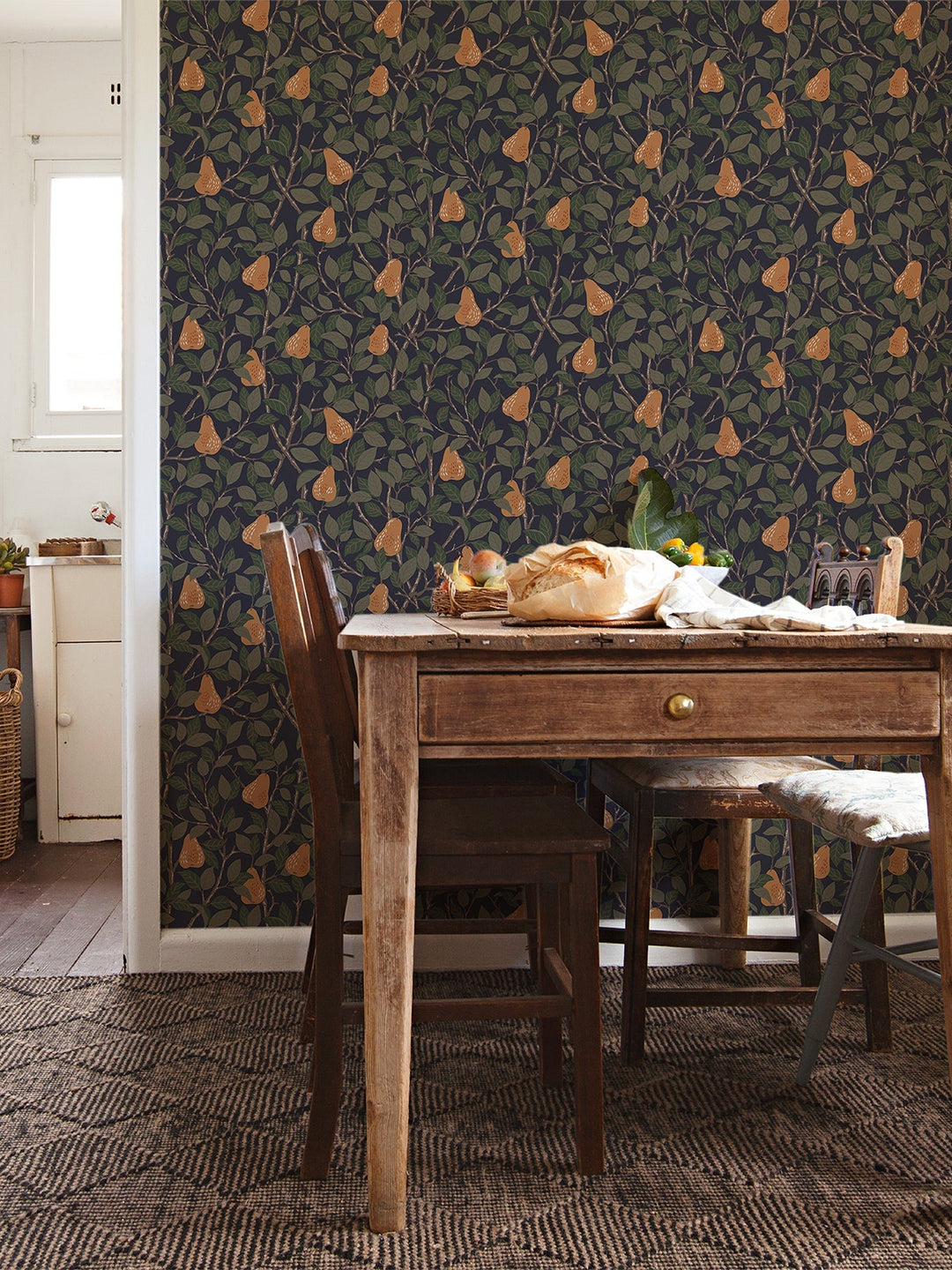 Pirum Navy Pear Wallpaper by A-Street Prints Designer