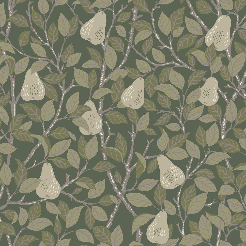 Pirum Green Pear Wallpaper by A-Street Prints Annelie Covers about 57.5 square feet 20.9-in by 33-ft long roll Unpasted 20.9 - Fabric Carolina -