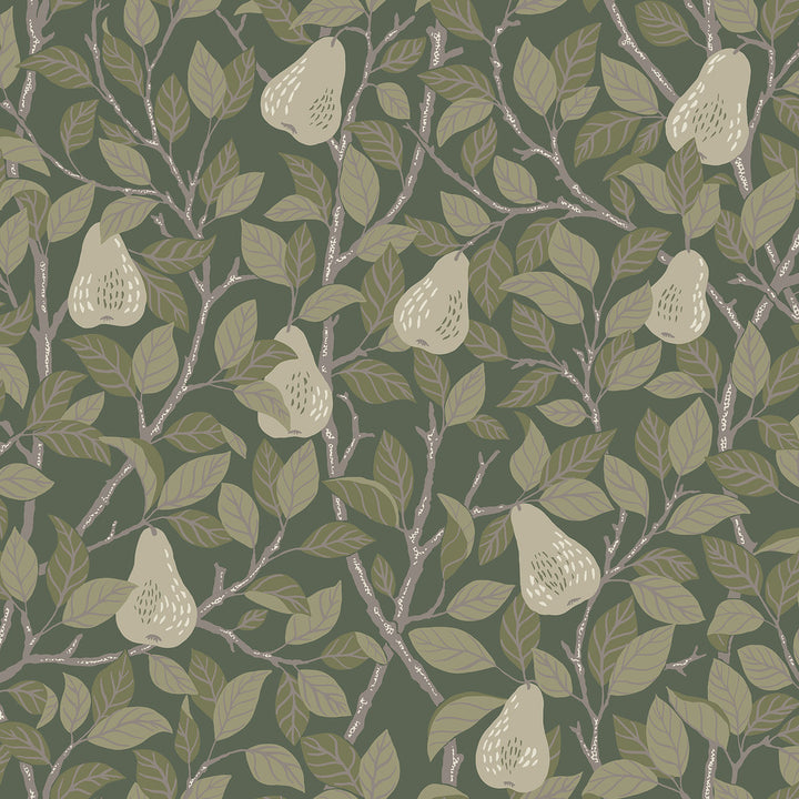 Pirum Green Pear Wallpaper by A-Street Prints Annelie Covers about 57.5 square feet 20.9-in by 33-ft long roll Unpasted 20.9 - Fabric Carolina -