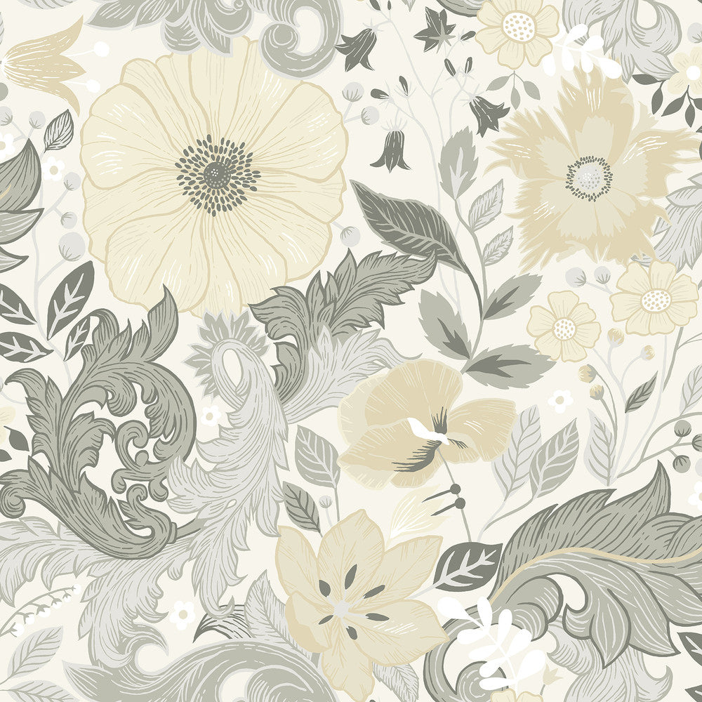 Victoria Pastel Floral Nouveau Wallpaper by A-Street Prints Annelie Covers about 57.5 square feet 20.9-in by 33-ft long roll Unpasted 20.9 - Fabric Carolina -