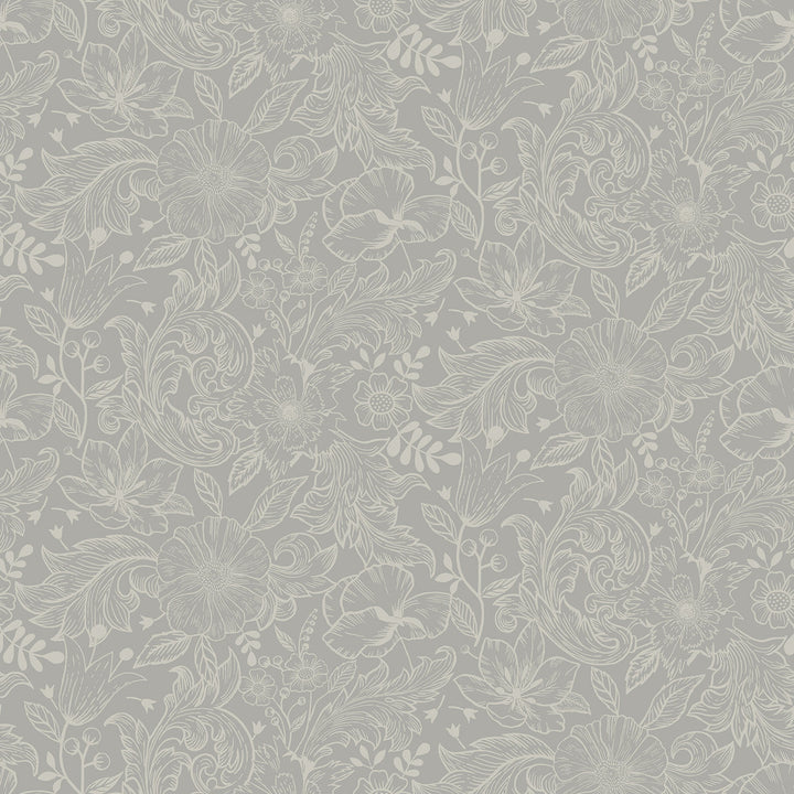 Wilma Grey Block Print Wallpaper by A-Street Prints Annelie Covers about 57.5 square feet 20.9-in by 33-ft long roll Unpasted 10.4 - Fabric Carolina -
