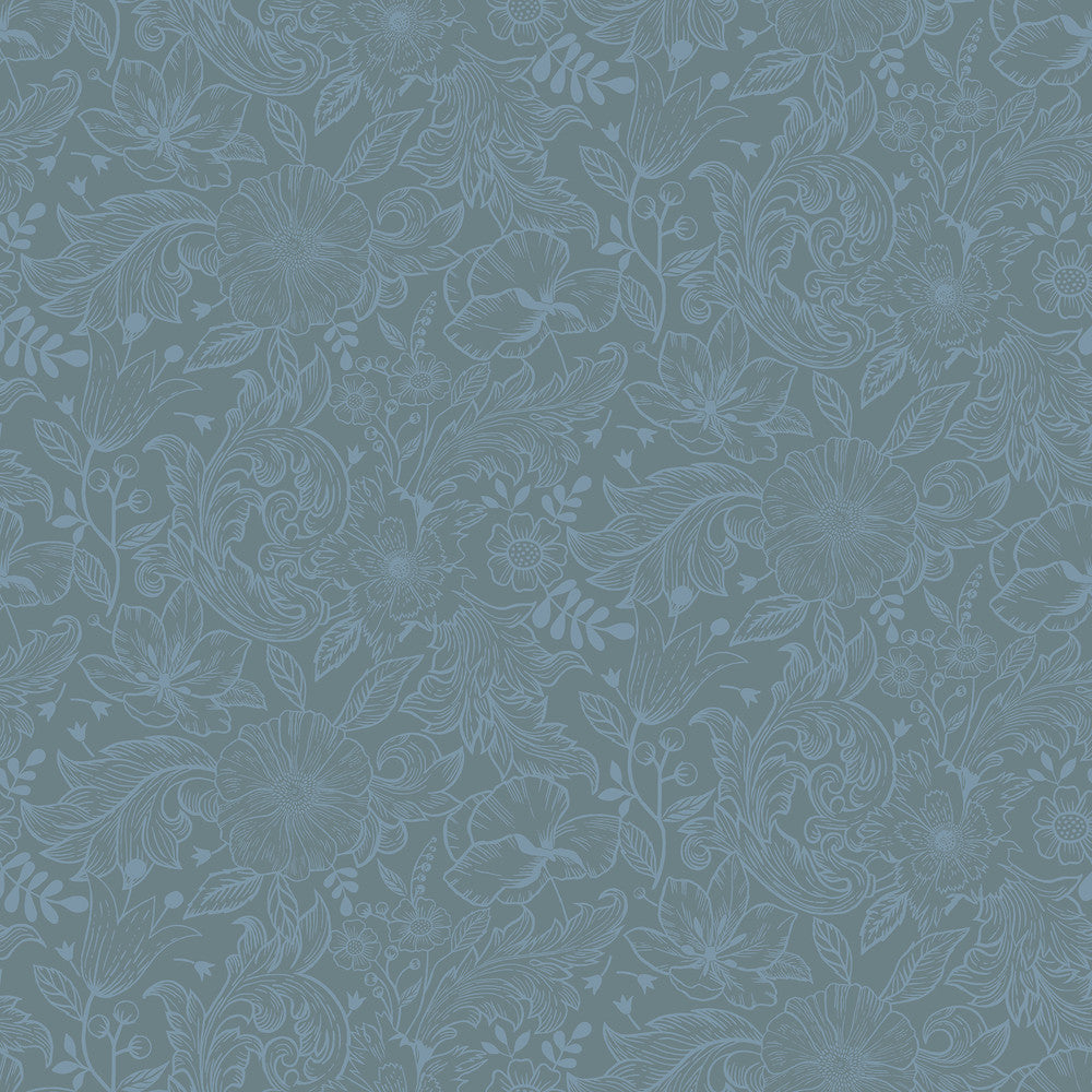 Wilma Blue Block Print Wallpaper by A-Street Prints Annelie Covers about 57.5 square feet 20.9-in by 33-ft long roll Unpasted 10.4 - Fabric Carolina -