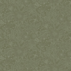 Wilma Green Floral Block Print Wallpaper by A-Street Prints