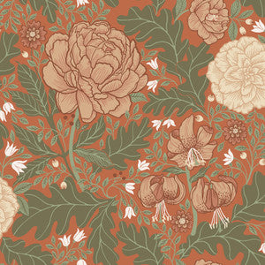 Camille Red Peony & Lily Wallpaper by A-Street Prints