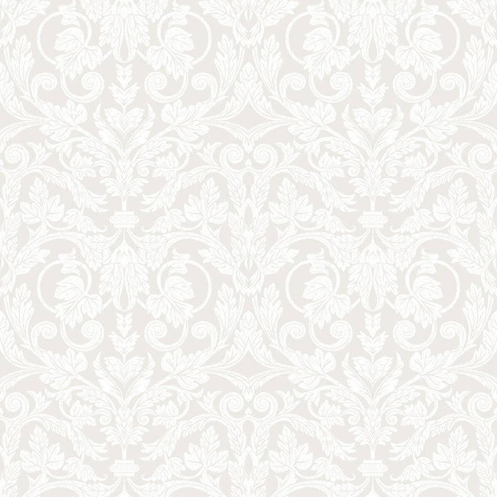 Rosali Cream Scroll Damask Wallpaper by A-Street Prints Annelie Covers about 57.5 square feet 20.9-in by 33-ft long roll Unpasted 10.4 - Fabric Carolina -