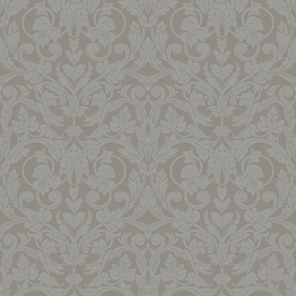Rosali Grey Scroll Damask Wallpaper by A-Street Prints Annelie Covers about 57.5 square feet 20.9-in by 33-ft long roll Unpasted 10.4 - Fabric Carolina -