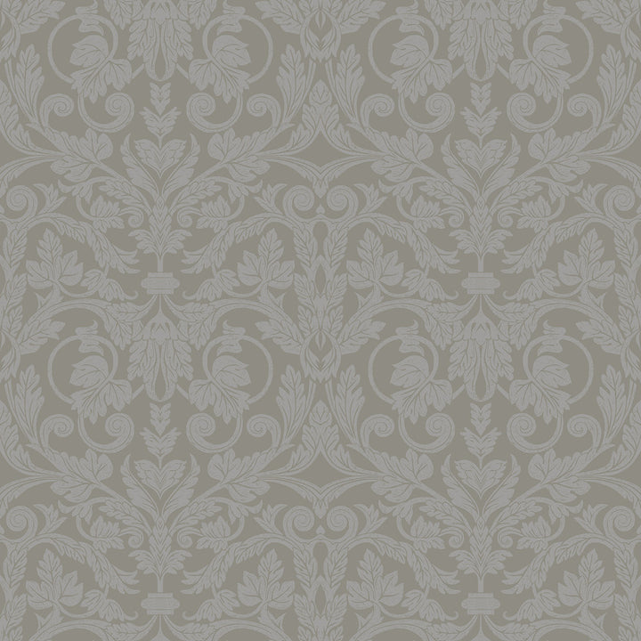 Rosali Grey Scroll Damask Wallpaper by A-Street Prints Annelie Covers about 57.5 square feet 20.9-in by 33-ft long roll Unpasted 10.4 - Fabric Carolina -