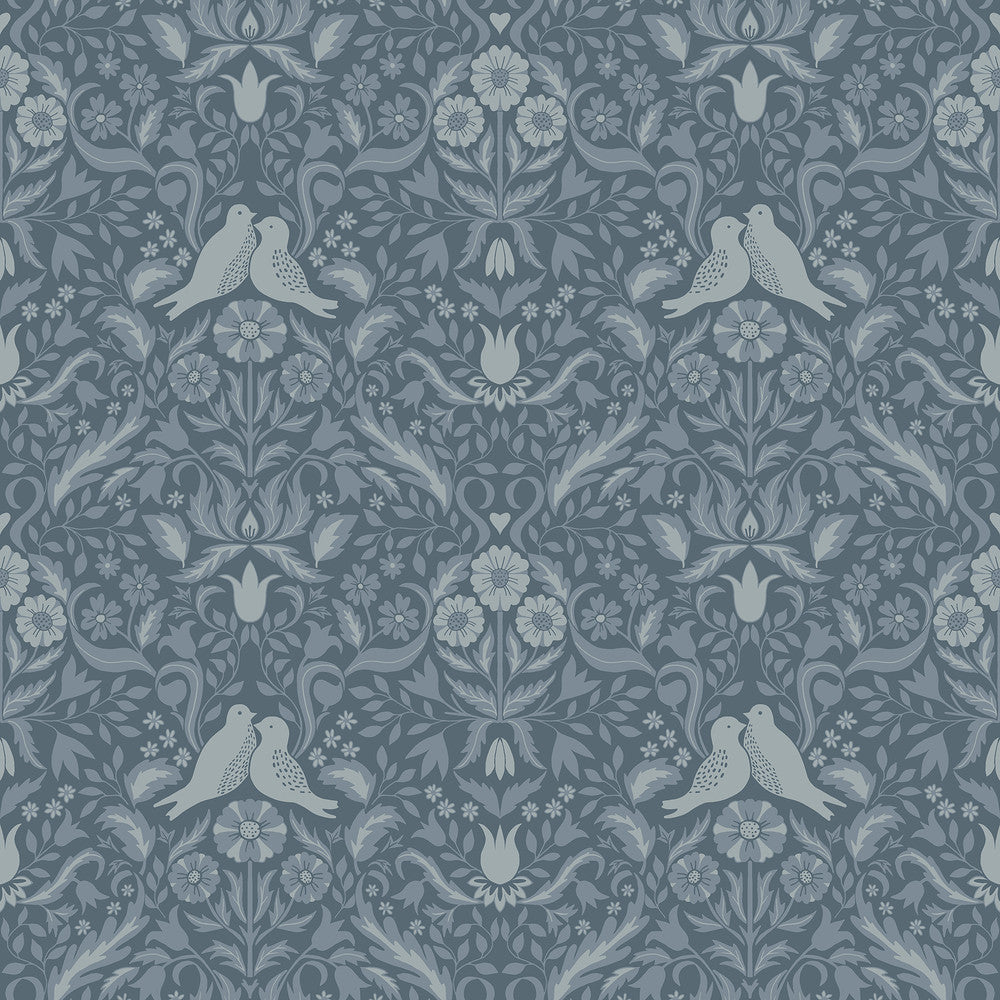 Niki Blue Country Kitsch Wallpaper by A-Street Prints Annelie Covers about 57.5 square feet 20.9-in by 33-ft long roll Unpasted 10.4 - Fabric Carolina -