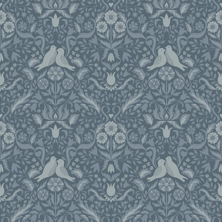 Niki Blue Country Kitsch Wallpaper by A-Street Prints Annelie Covers about 57.5 square feet 20.9-in by 33-ft long roll Unpasted 10.4 - Fabric Carolina -