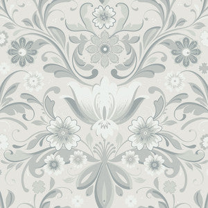 Ostanskar Light Grey Retro Floral Wallpaper by A-Street Prints