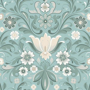 Ostanskar Turquoise Retro Floral Wallpaper by A-Street Prints