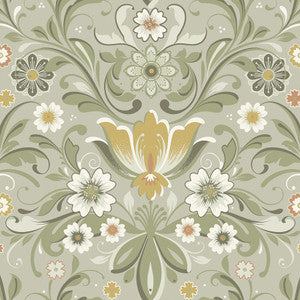 Ostanskar Green Retro Floral Wallpaper by A-Street Prints