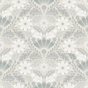 Klockrike Light Grey Botanical Damask Wallpaper by A-Street Prints