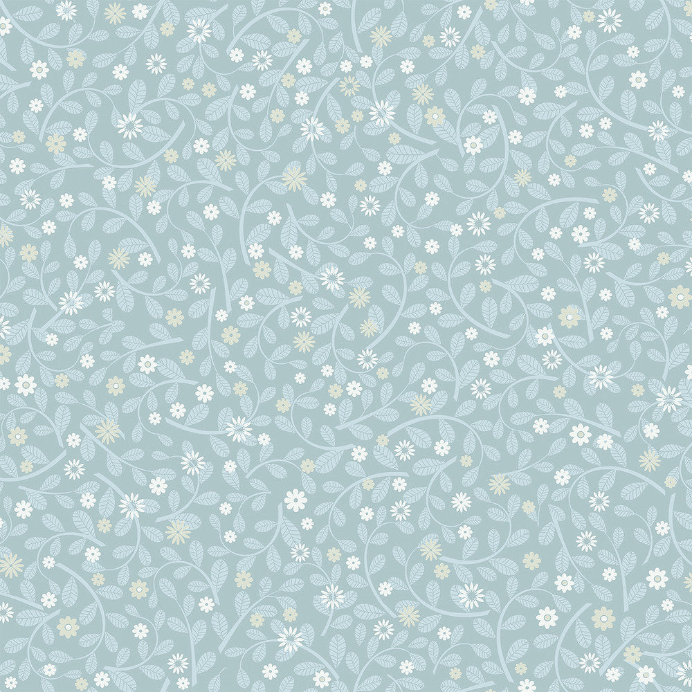 Hummelvik Blue Daisy Trail Wallpaper by A-Street Prints Annelie Covers about 57.5 square feet 20.9-in by 33-ft long roll Unpasted 20.9 - Fabric Carolina -