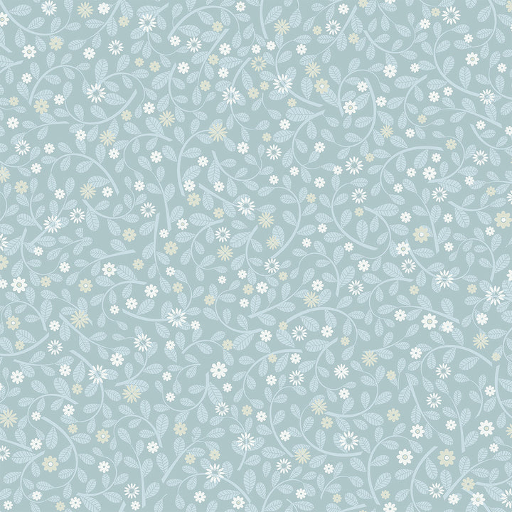 Hummelvik Blue Daisy Trail Wallpaper by A-Street Prints Annelie Covers about 57.5 square feet 20.9-in by 33-ft long roll Unpasted 20.9 - Fabric Carolina -