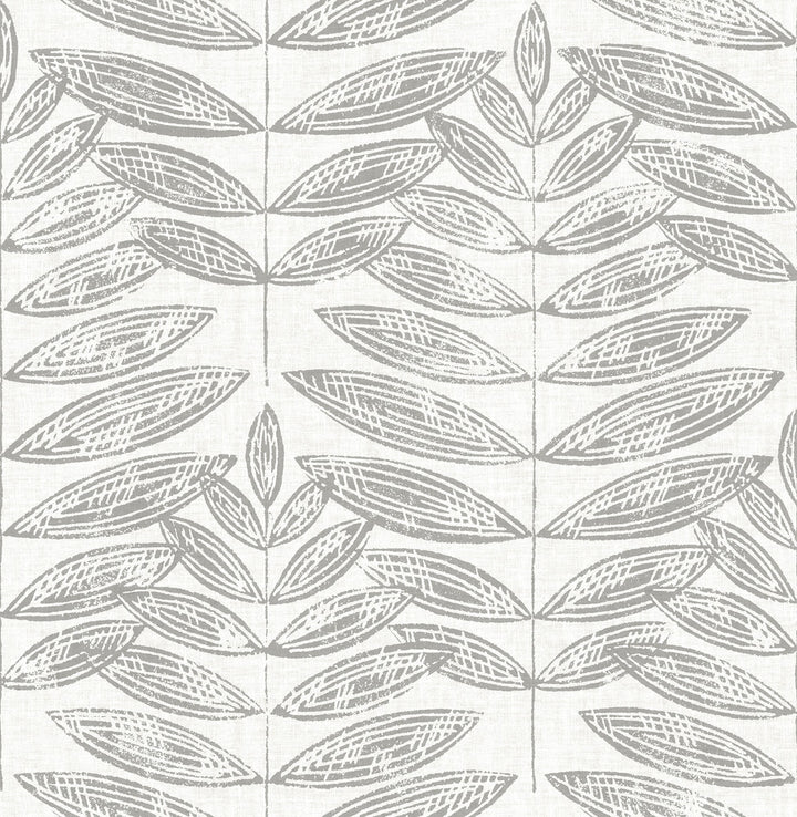 Akira Grey Leaf Wallpaper by A-Street Prints Annelie Covers about 56.4 square feet 20.5-in by 33-ft long roll Unpasted 20.9 - Fabric Carolina -