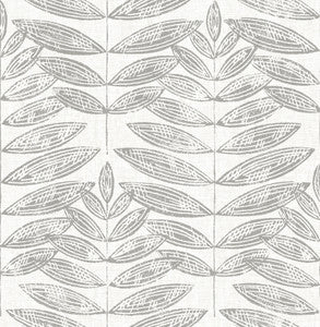 Akira Grey Leaf Wallpaper by A-Street Prints