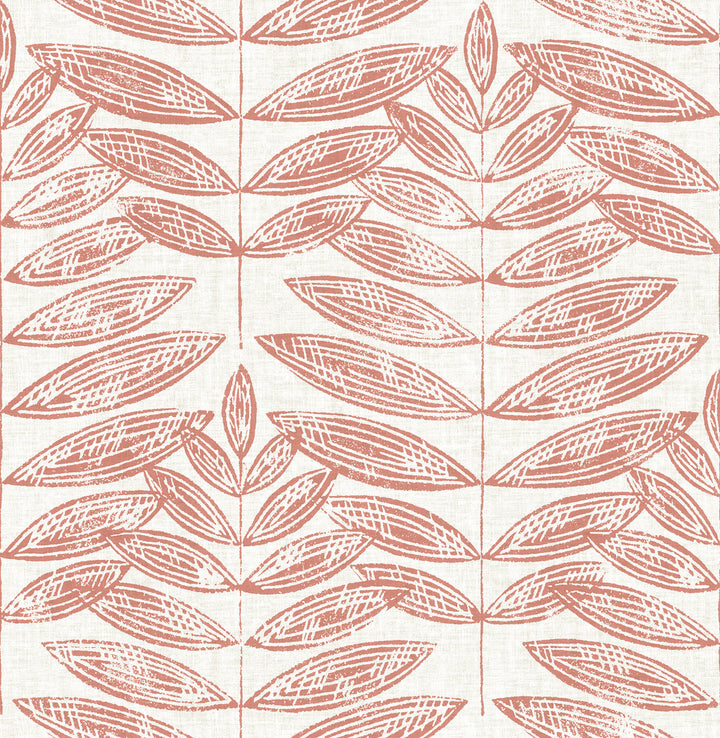 Akira Coral Leaf Wallpaper by A-Street Prints Annelie Covers about 56.4 square feet 20.5-in by 33-ft long roll Unpasted 20.9 - Fabric Carolina -