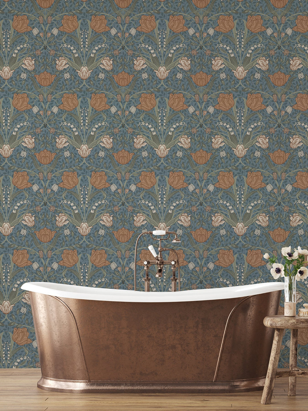 Filippa Blue Tulip Wallpaper by A-Street Prints Designer