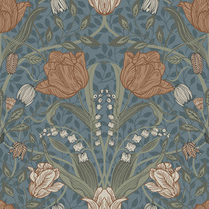 Filippa Blue Tulip Wallpaper by A-Street Prints