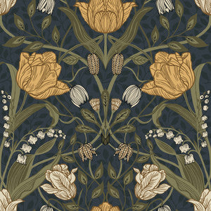 Filippa Navy Tulip Wallpaper by A-Street Prints