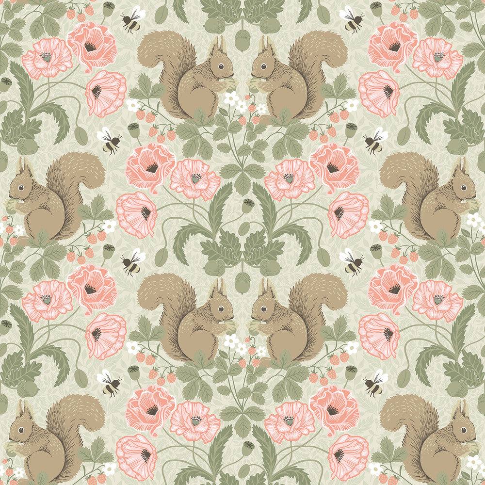 Kurre Pink Woodland Damask Wallpaper by A-Street Prints Annelie Covers about 57.5 square feet 20.9-in by 33-ft long roll Unpasted 10.4 - Fabric Carolina -