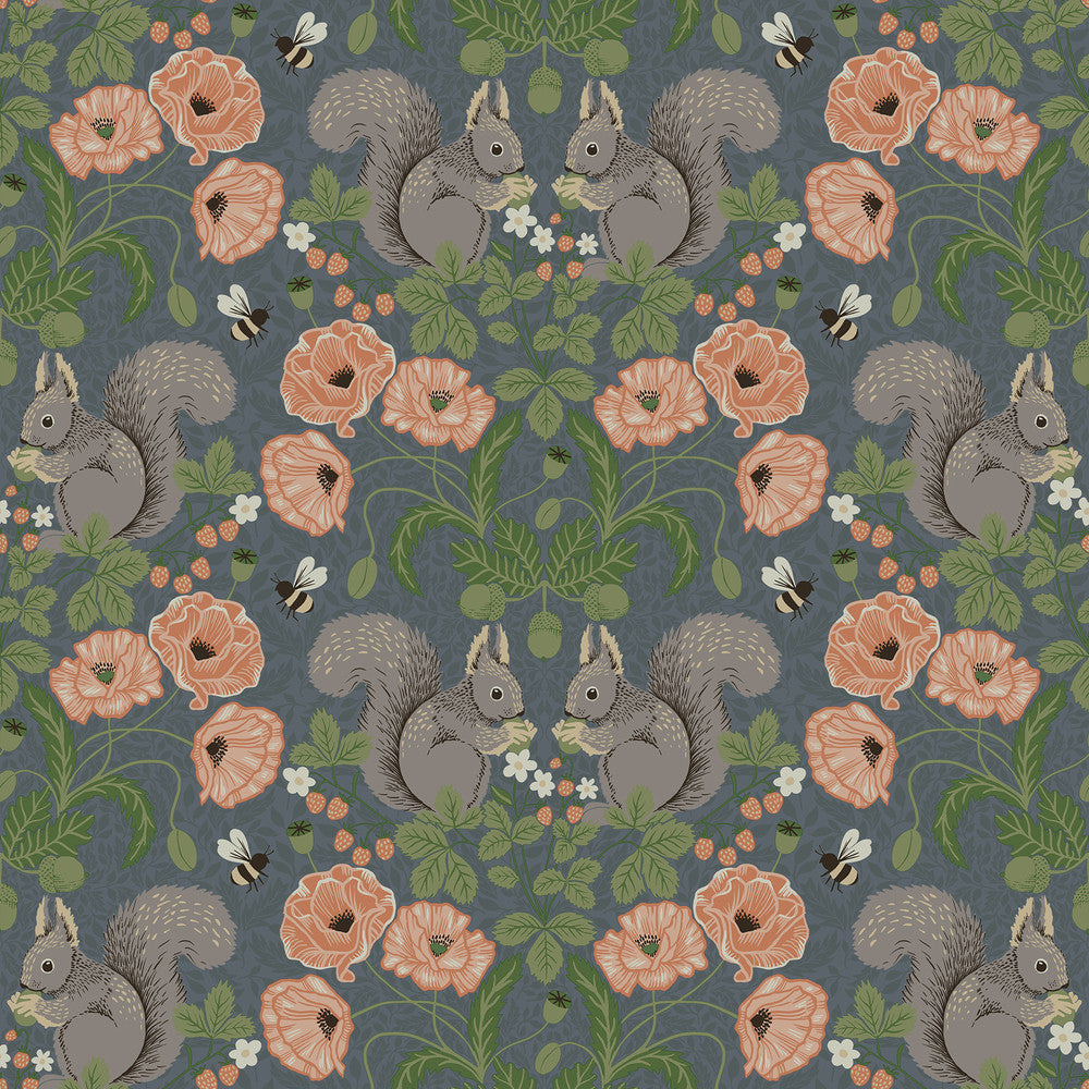 Kurre Blue Woodland Damask Wallpaper by A-Street Prints Annelie Covers about 57.5 square feet 20.9-in by 33-ft long roll Unpasted 10.4 - Fabric Carolina -