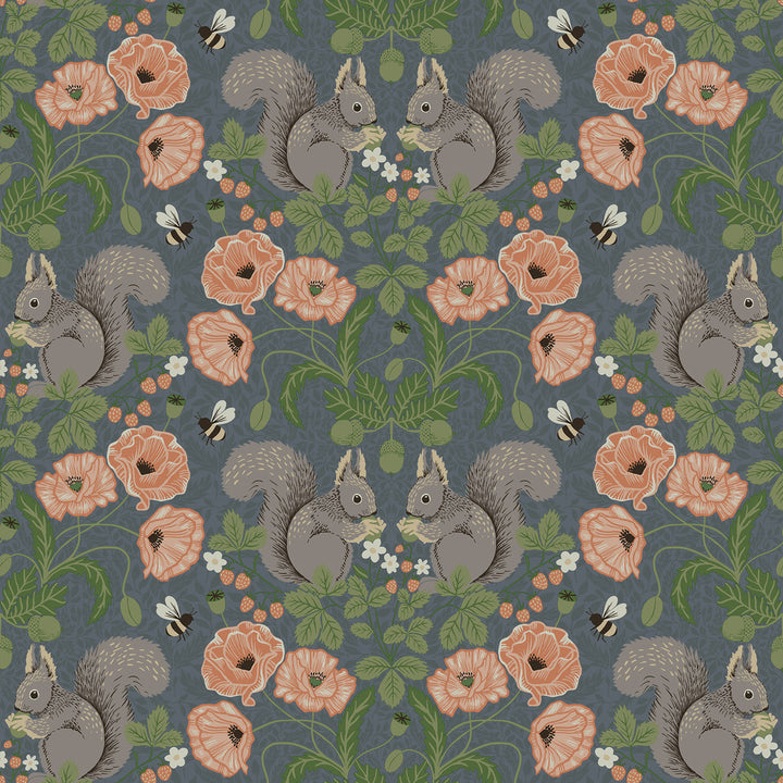 Kurre Blue Woodland Damask Wallpaper by A-Street Prints Annelie Covers about 57.5 square feet 20.9-in by 33-ft long roll Unpasted 10.4 - Fabric Carolina -