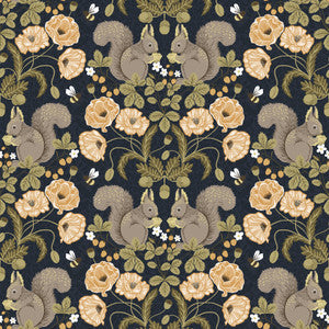 Kurre Dark Blue Woodland Damask Wallpaper by A-Street Prints
