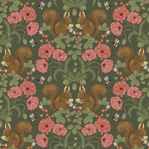 Kurre Dark Green Woodland Damask Wallpaper by A-Street Prints