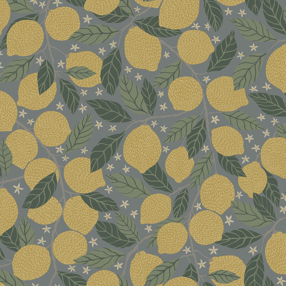 Lemona Blue Fruit Tree Wallpaper by A-Street Prints Annelie Covers about 57.5 square feet 20.9-in by 33-ft long roll Unpasted 20.9 - Fabric Carolina -