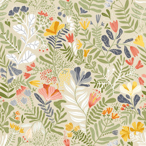 Brittsommar Beige Green Woodland Floral Wallpaper by A-Street Prints