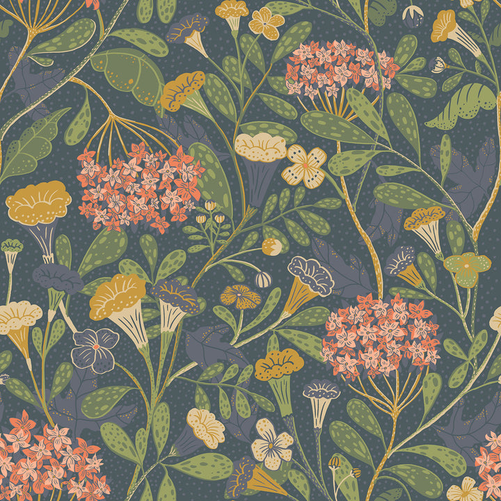 Hybbe Blue Hydrangea Garden Wallpaper by A-Street Prints Annelie Covers about 57.5 square feet 20.9-in by 33-ft long roll Unpasted 20.9 - Fabric Carolina -