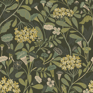Hybbe Dark Green Hydrangea Garden Wallpaper by A-Street Prints