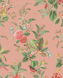 Floris Pink Woodland Floral Wallpaper by Eijffinger