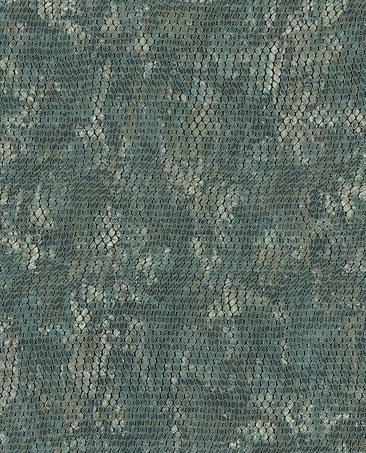 Viper Teal Green Snakeskin Wallpaper by Eijffinger Skin Covers about 56.4 square feet 20.5-in by 33-ft long roll Unpasted 20.9 - Fabric Carolina -