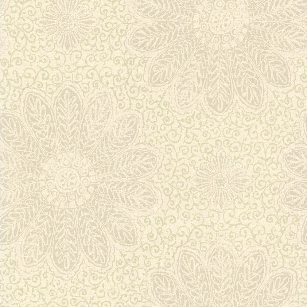 Tribe Sage Modern Floral Scroll Wallpaper by Kenneth James Layla Covers about 56.4 square feet 20.5-in by 33-ft long roll Unpasted 21 - Fabric Carolina -
