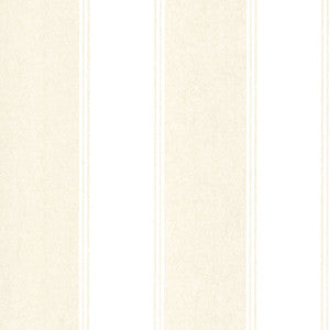 White Wide Bar Stripe Wallpaper by Kenneth James