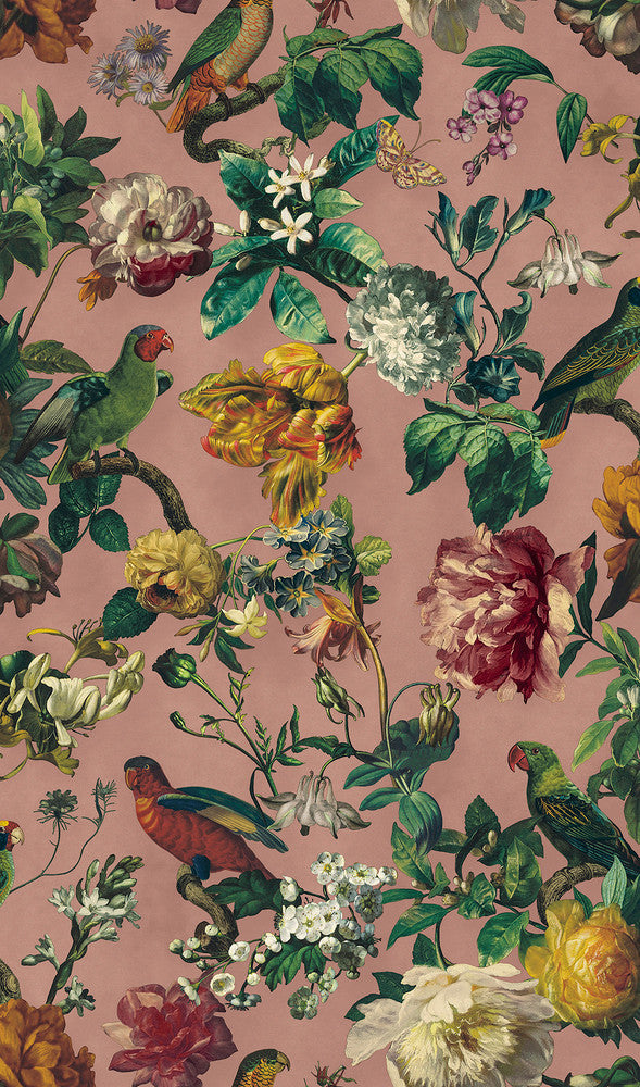 Claude Blush Floral Wallpaper by Eijffinger Museum Covers about 56.4 square feet 20.5-in by 33-ft long roll Unpasted 35.5 - Fabric Carolina -