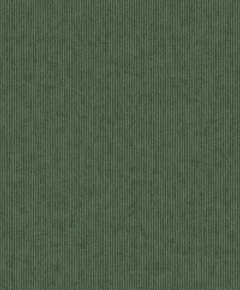 Leonardo Dark Green Flock Stripe Wallpaper by Eijffinger Museum Covers about 56.4 square feet 20.5-in by 33-ft long roll Unpasted 0 - Fabric Carolina -