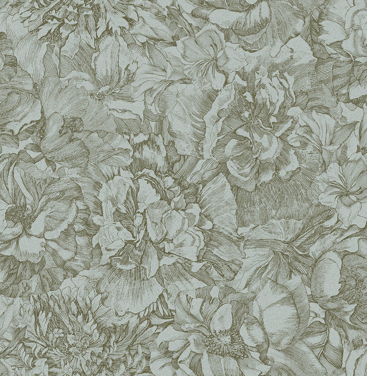 Auguste Sage Floral Wallpaper by Eijffinger Museum Covers about 56.4 square feet 20.5-in by 33-ft long roll Unpasted 20.9 - Fabric Carolina -