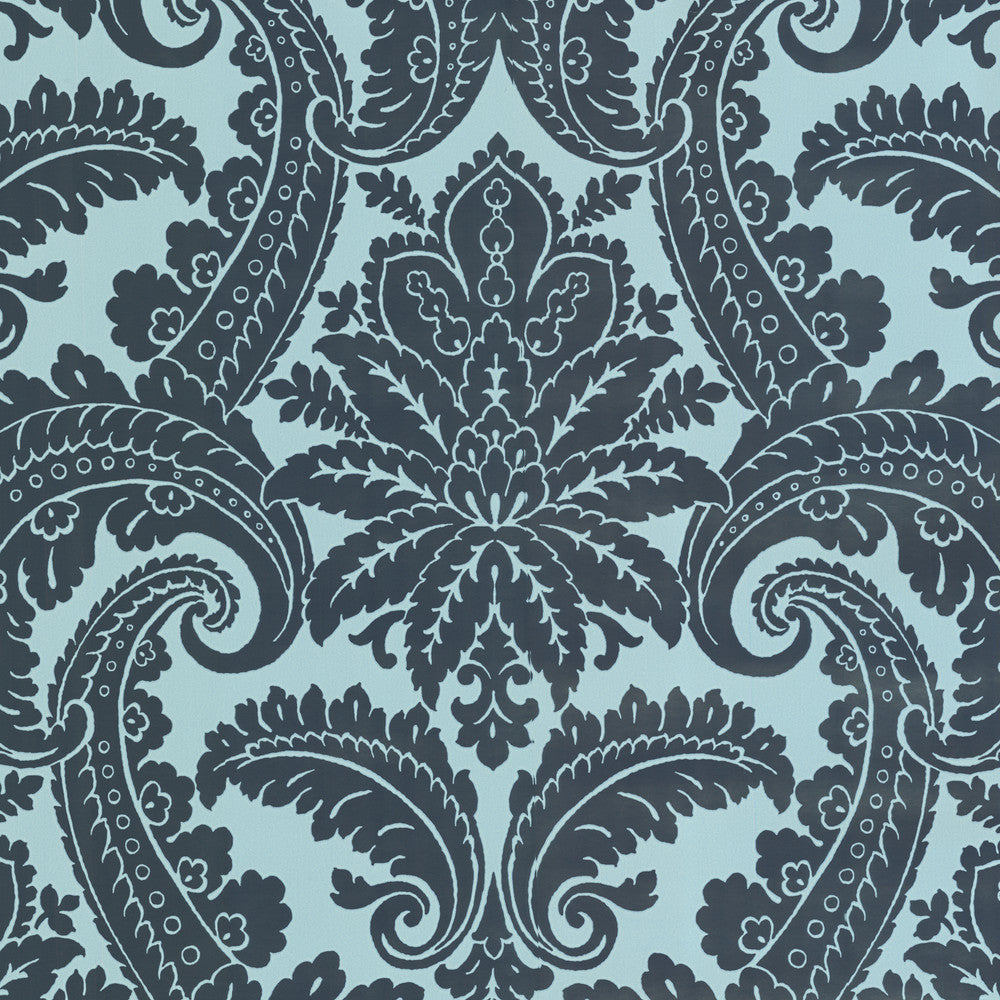 Green Foil Damask Wallpaper by Eijffinger Club Covers about 74.3 square feet 27-in by 33-ft long roll Unpasted 27.5 - Fabric Carolina -