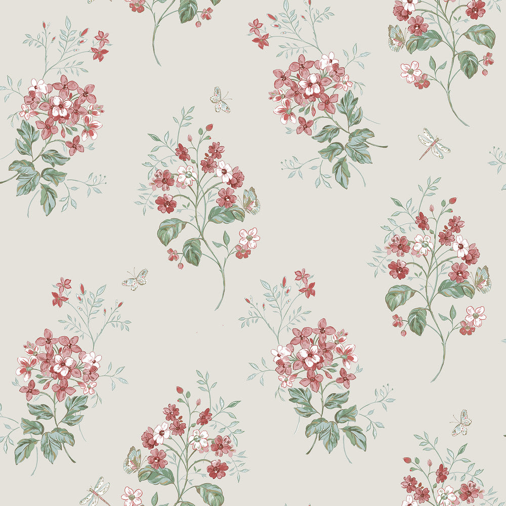 Beverly Red Floral Wallpaper by Chesapeake Sage Hill Covers about 56.4 square feet 20.5-in by 33-ft long roll Unpasted 20.5 - Fabric Carolina -