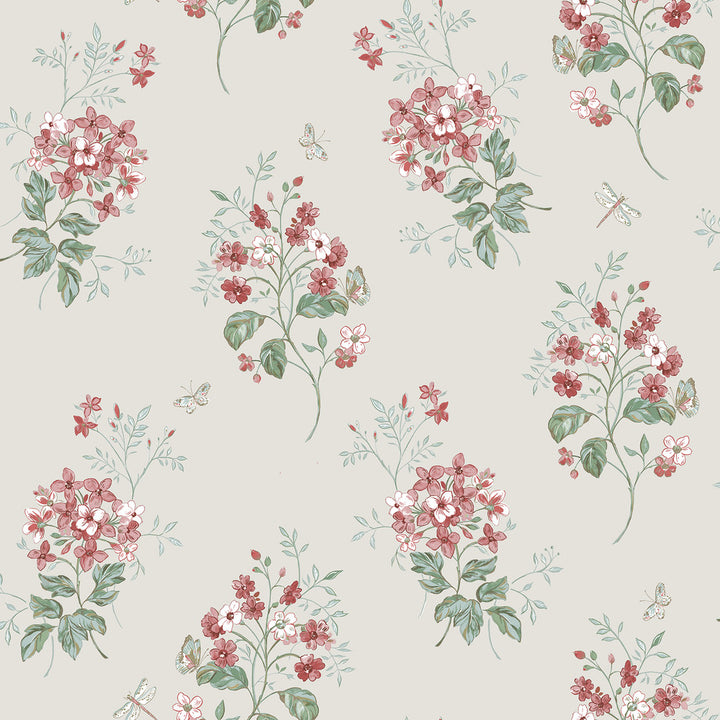 Beverly Red Floral Wallpaper by Chesapeake Sage Hill Covers about 56.4 square feet 20.5-in by 33-ft long roll Unpasted 20.5 - Fabric Carolina -