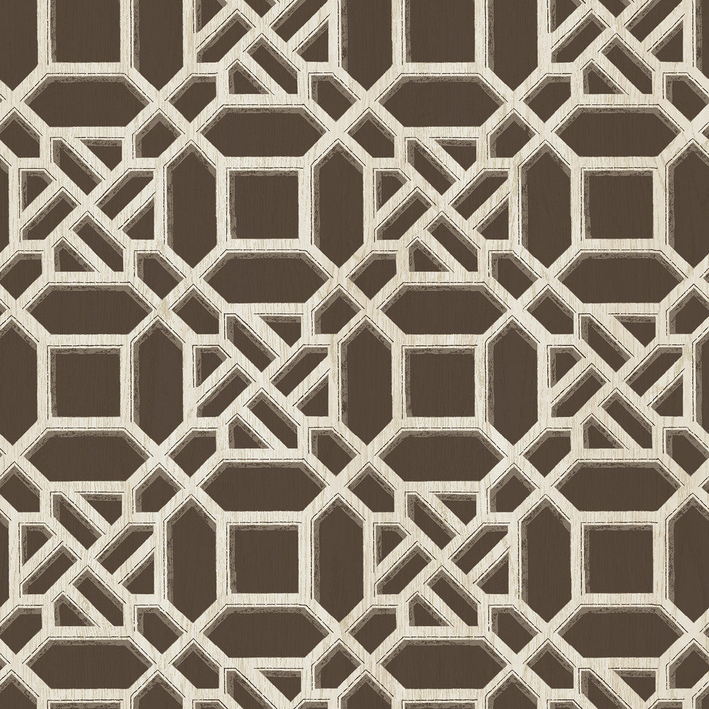 Adlington Brown Geometric Wallpaper by Chesapeake Sage Hill Covers about 56.4 square feet 20.5-in by 33-ft long roll Unpasted 10 - Fabric Carolina -