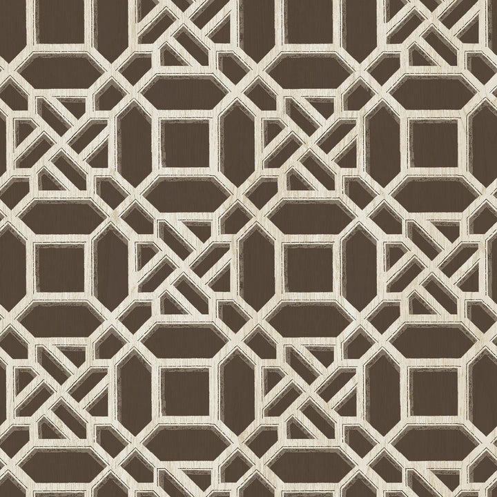 Adlington Brown Geometric Wallpaper by Chesapeake Sage Hill Covers about 56.4 square feet 20.5-in by 33-ft long roll Unpasted 10 - Fabric Carolina -